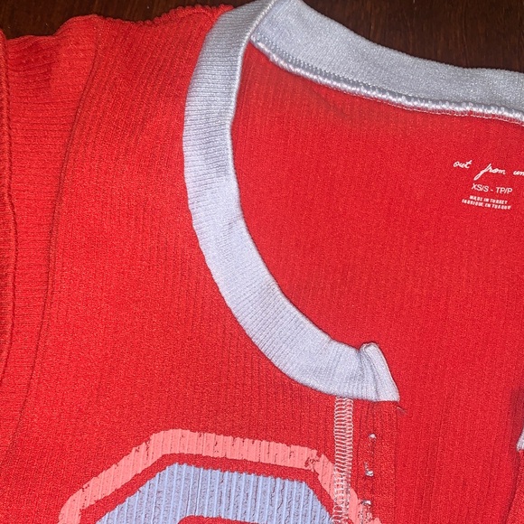 Urban Outfitters Red Crop Top with Blue Trim & #92 - Picture 6 of 9